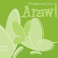 Hand Drawn Tagalog Happy Mother's Day card in vector format.