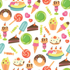 Sweet Desserts Seamless Pattern Background