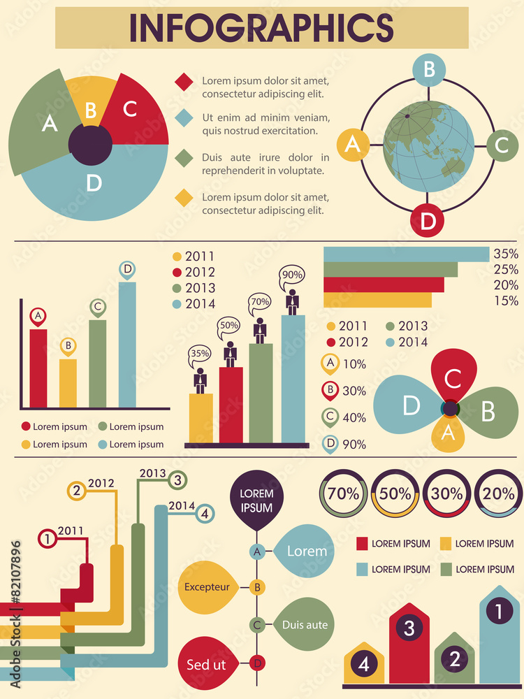 Aufkleber set of infographic element for business report and presentation.