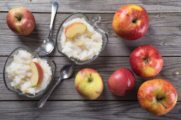 Porridge from rise with apple. Food background
