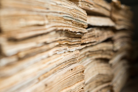 Old paper documents in the archive