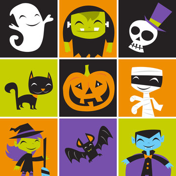 Jolly Halloween Monsters Tile