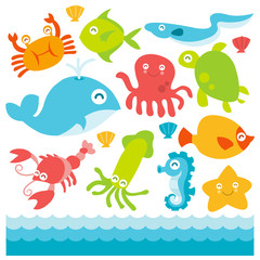 Happy Underwater Animals Set