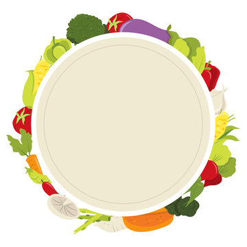 Fresh Organic Vegetables Blank Plate copy space