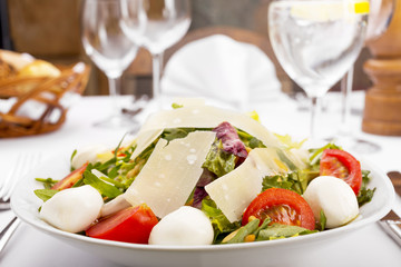 Close up of mixed vegetable salad in restaurant
