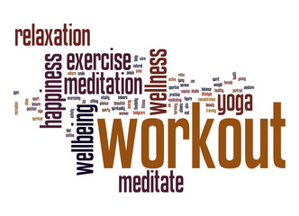 Workout word cloud with white background
