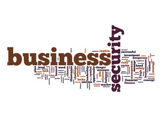 Obraz premium Business security word cloud with white background