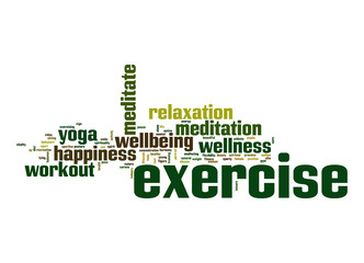 Exercise word cloud with white background