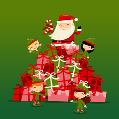 Christmas Elves Santa Gift Stacks