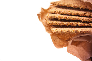 Crispbreads on white background