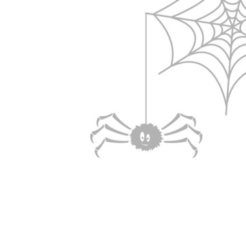 A simple image of a cartoon spider and web.