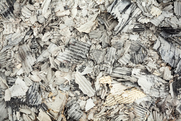 Pile of burnt corrugated paper