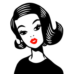 Retro Vintage Ink Pop Art Girl