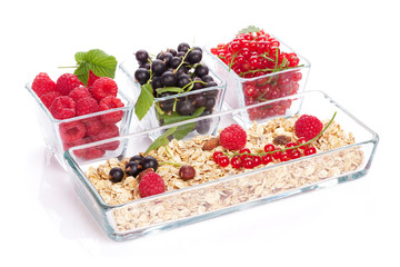 Healthy breakfast with muesli and berries