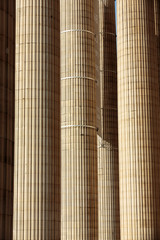 Classical columns at the front of the pantheon in Paris