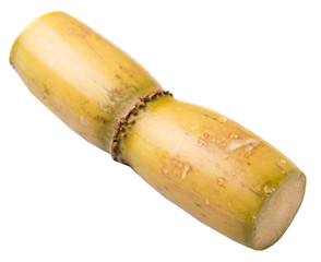Cut sugarcane stalks over white background