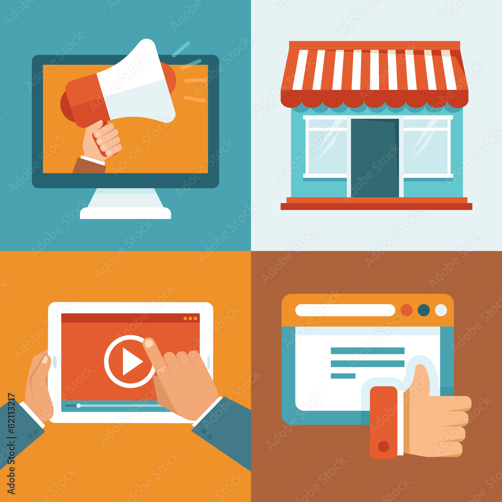 Poster vector digital marketing concepts in flat style