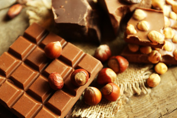 Still life with set of chocolate with nuts