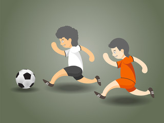 soccer player running to soccer, cartoon vector