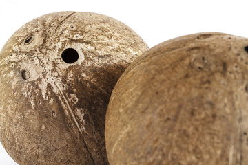 Fototapeta premium Coconut shell on a white background and Coconut shell texture