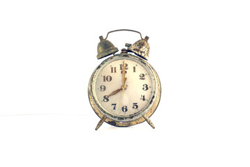 Vintage alarm-clock and old and rust gold alarm and Retro alarm 