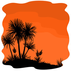 Palm Tree and Plants Yucca Silhouettes