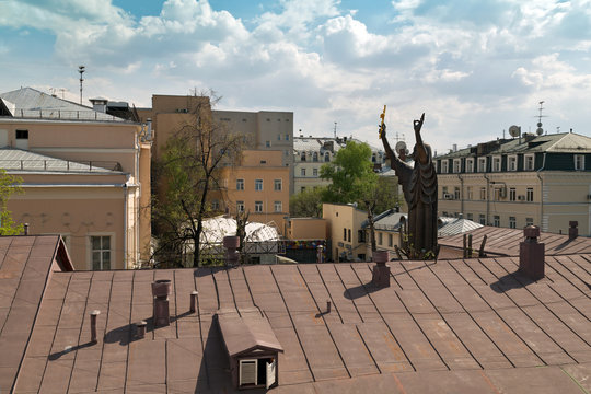 Top View Of The Courtyard Of The Museum Of Modern Art. City Of Moscow, Russia.