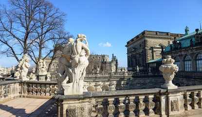 Obraz premium Balustrade with sculptures on terrace of Zwinger, Dresden, Saxon