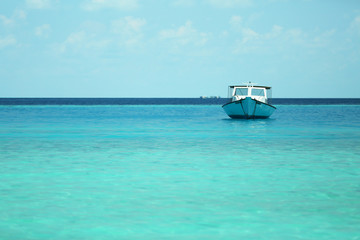 Yacht over ocean water background
