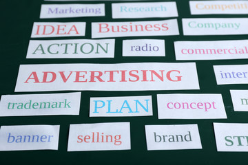 Obraz premium Themed words on blackboard, closeup