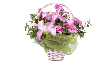 Bouquet of flowers in a basket