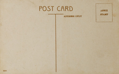Old Postcard, backside of vintage style post card.