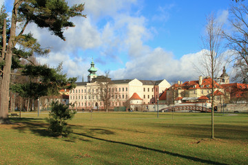 Fototapeta na wymiar Park Square. Ceske Budejovice, Czech Republic