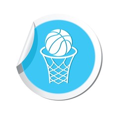 Map pointer with basketball ball sign icon