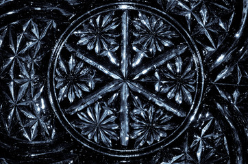 Abstract Background: Blue Gothic Pattern in Cut Glass