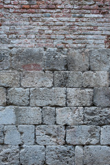Muro di pietre, muratura restauro, sfondo trama texture