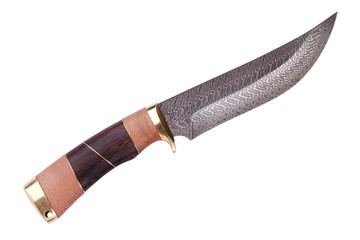 Knife with wooden handle on a white background