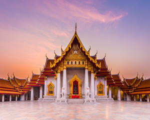 Fototapeta premium The famous marble temple Benchamabophit from Bangkok, Thailand