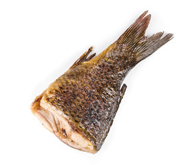 Grilled carp fish tail.