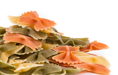 Heap of farfalle pasta.