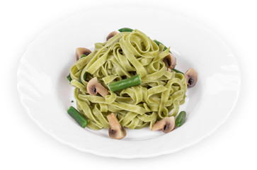Pasta tagliatelle with green peas