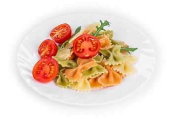 Pasta farfalle with tomatoes.