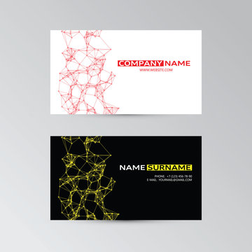 Color template of business cards with abstract elements