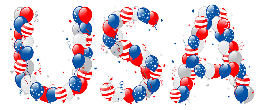 Decorative balloons USA text