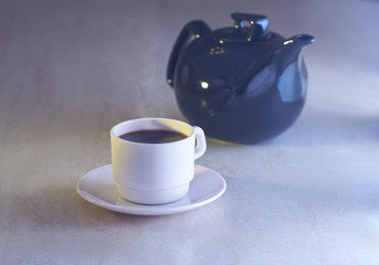 Coffee cup and kettle