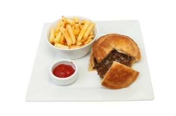 Steak pie and chips