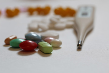 background medicine pill vials syringes