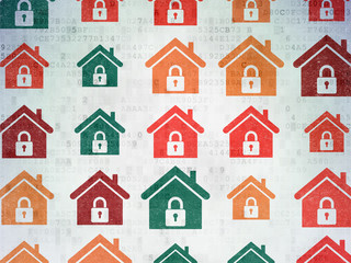 Finance concept: Home icons on Digital Paper background