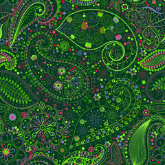 Vintage floral motif ethnic seamless background.