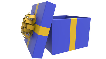 colored gift box in yellow and blue
